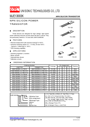 MJE13003K Datasheet PDF Unisonic Technologies