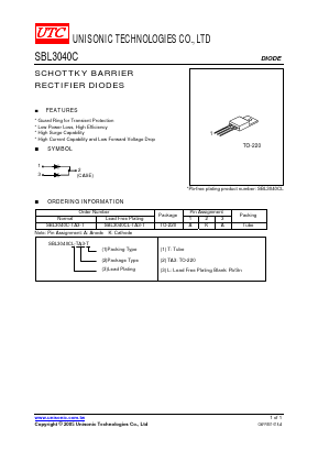 SBL3040C-TA3-T Datasheet PDF Unisonic Technologies