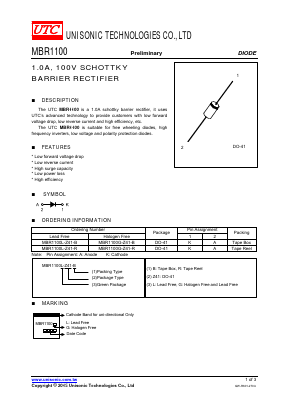 MBR1100G-Z41-R Datasheet PDF Unisonic Technologies