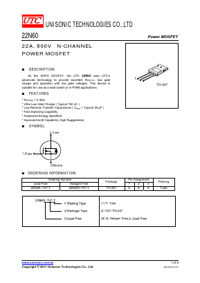 22N60G-T47-T Datasheet PDF Unisonic Technologies