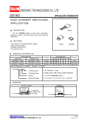 2SD1803 Datasheet PDF Unisonic Technologies