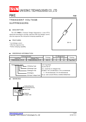 P6KE20CAG-Z15-R Datasheet PDF Unisonic Technologies