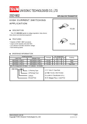 2SD1802L-S-TN3-R Datasheet PDF Unisonic Technologies