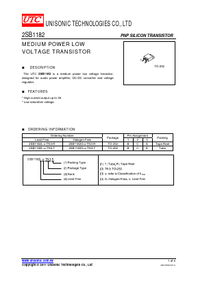 2SB1182 Datasheet PDF Unisonic Technologies