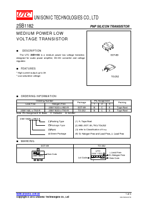 2SB1182 Datasheet PDF Unisonic Technologies