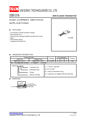 2SB1216L-S-TF3-R Datasheet PDF Unisonic Technologies