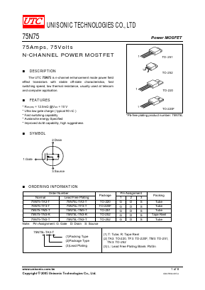 75N75L-TM3-R Datasheet PDF Unisonic Technologies
