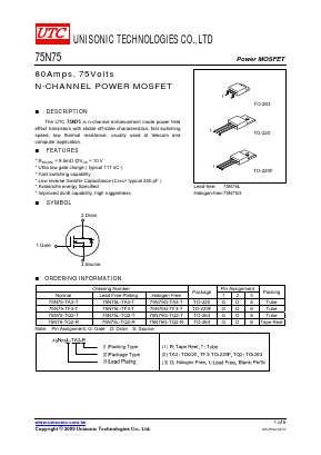 75N75L-TQ2-R Datasheet PDF Unisonic Technologies