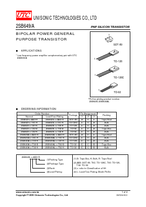 2SB649L-B-T92-B Datasheet PDF Unisonic Technologies