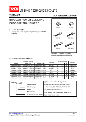2SB649AG-B-T9N-K Datasheet PDF Unisonic Technologies