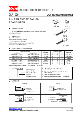 2SA1020G-Y-T92-R Datasheet PDF Unisonic Technologies