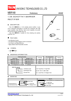MBR160 Datasheet PDF Unisonic Technologies