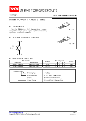 TIP36CG-O-T3P-T Datasheet PDF Unisonic Technologies