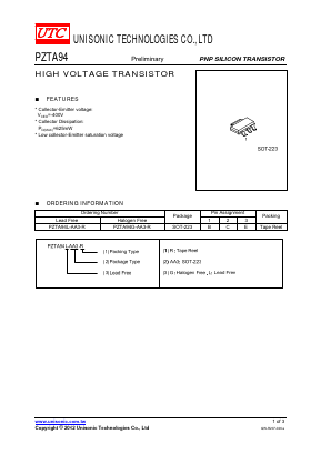 PZTA94L-AA3-R Datasheet PDF Unisonic Technologies