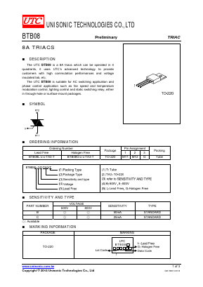 BTB08L Datasheet PDF Unisonic Technologies
