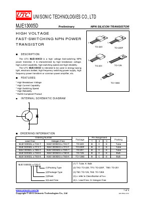MJE13005D Datasheet PDF Unisonic Technologies