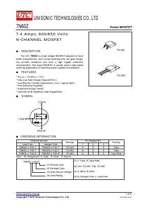 7N60ZL-A-TQ2-T Datasheet PDF Unisonic Technologies