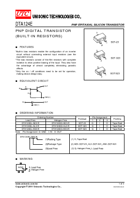 DTA124EG-AL3-R Datasheet PDF Unisonic Technologies