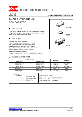LM339 Datasheet PDF Unisonic Technologies