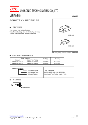 MBR0540 Datasheet PDF Unisonic Technologies