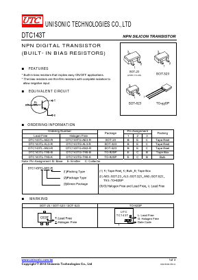 DTC143TG-AE3-R Datasheet PDF Unisonic Technologies