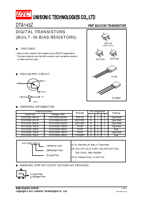 DTA143Z Datasheet PDF Unisonic Technologies