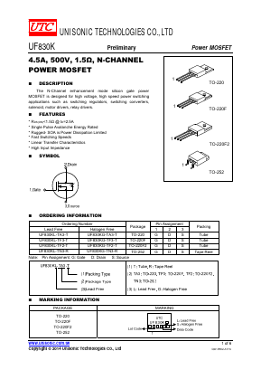 UF830K Datasheet PDF Unisonic Technologies