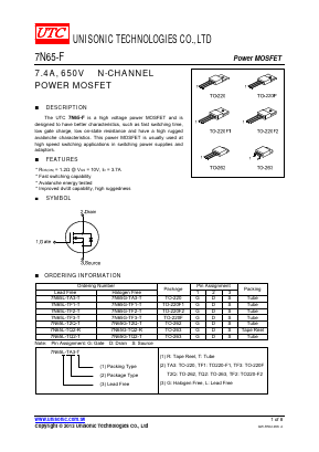 7N65-F Datasheet PDF Unisonic Technologies