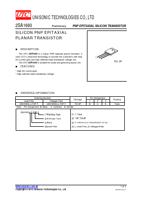 2SA1693L-Y-T3P-T Datasheet PDF Unisonic Technologies