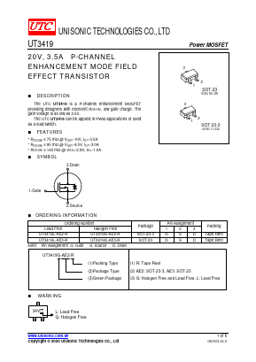 UT3419L-AE3-R Datasheet PDF Unisonic Technologies