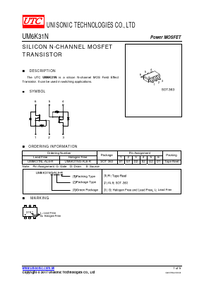 UM6K31NG-AL6-R Datasheet PDF Unisonic Technologies