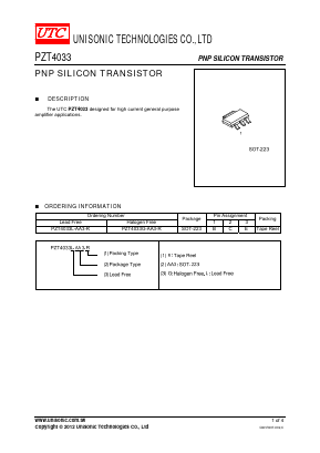 PZT4033G-AA3-R Datasheet PDF Unisonic Technologies