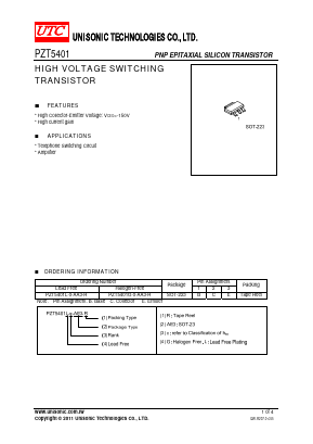 PZT5401 Datasheet PDF Unisonic Technologies