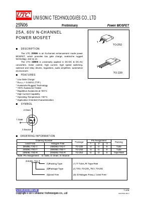 25N06L-TN3-T Datasheet PDF Unisonic Technologies