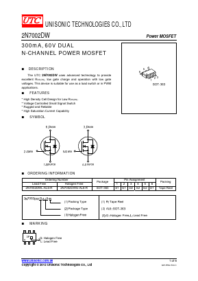 2N7002DWG-AL6-R Datasheet PDF Unisonic Technologies