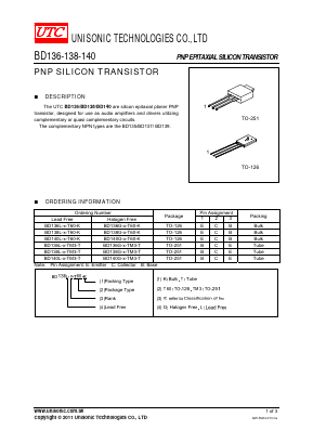 BD136 Datasheet PDF Unisonic Technologies