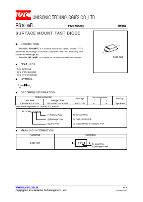 RS1006LK-CA2F-R Datasheet PDF Unisonic Technologies