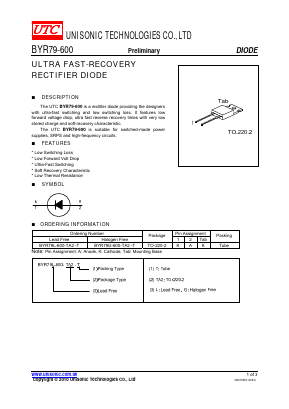BYR79L-600-TA2-T Datasheet PDF Unisonic Technologies