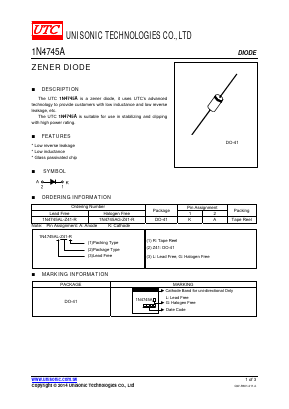 1N4745A Datasheet PDF Unisonic Technologies