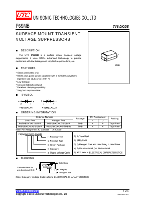 P6SMB9V1A Datasheet PDF Unisonic Technologies
