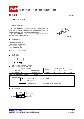 UUD80D40L-T3P-T Datasheet PDF Unisonic Technologies