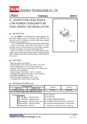 LR9203DG-18-AF5-R Datasheet PDF Unisonic Technologies