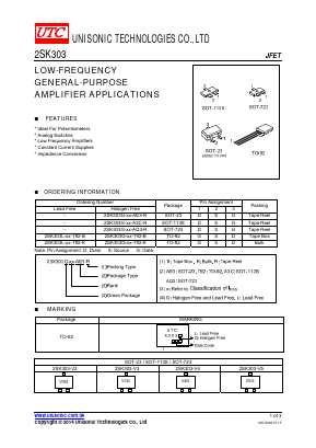 2SK303G-XX-A3C-R Datasheet PDF Unisonic Technologies