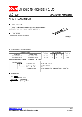 2SD1609 Datasheet PDF Unisonic Technologies