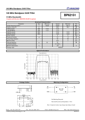 BP62151 Datasheet PDF Vanlong Technology Co., Ltd.