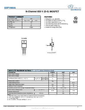 SSP1N60A Datasheet PDF VBsemi Electronics Co.,Ltd
