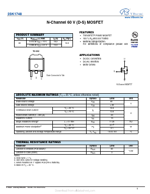 2SK1748 Datasheet PDF VBsemi Electronics Co.,Ltd