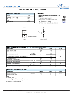 SUD50P10-43L-E3 Datasheet PDF VBsemi Electronics Co.,Ltd
