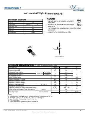 STD2HNK60Z-1 Datasheet PDF VBsemi Electronics Co.,Ltd