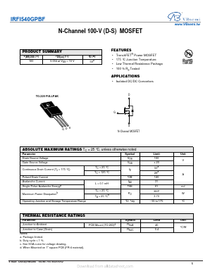 IRFI540GPBF Datasheet PDF VBsemi Electronics Co.,Ltd